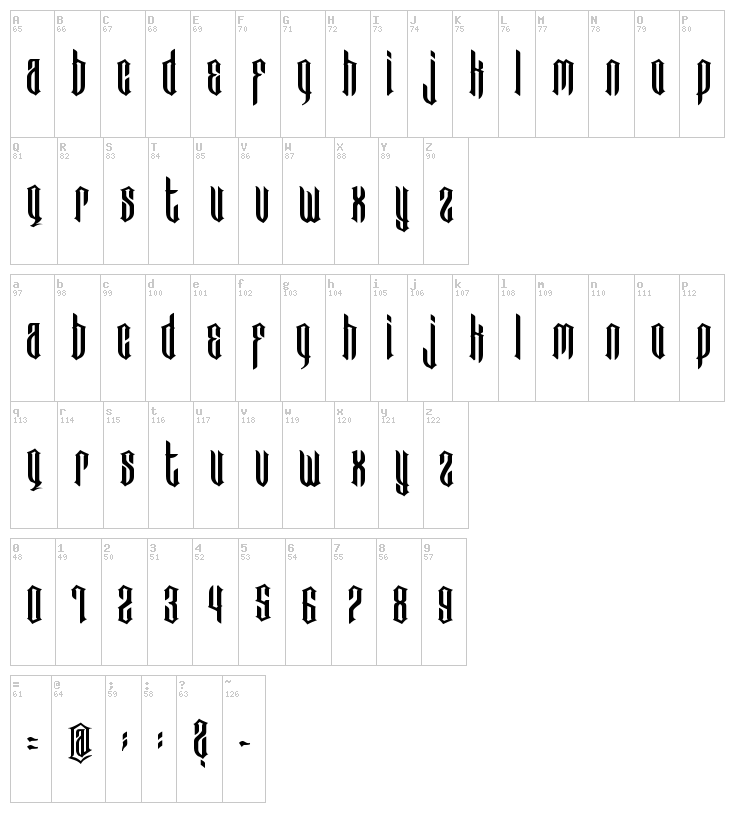 Bad Boys font map